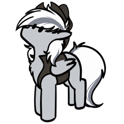 Size: 3000x3000 | Tagged: safe, artist:purple wingshade, oc, oc only, oc:silver edge, pegasus, pony, chest fluff, clothes, cowboy hat, cute, hat, high res, male, multicolored hair, simple background, small, solo, stallion, transparent background, vest