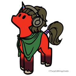 Size: 3000x3000 | Tagged: safe, artist:purple wingshade, oc, oc only, oc:funk grunter, pony, unicorn, cape, clothes, coat markings, colored horn, cute, headphones, high res, hoof fluff, horn, male, multicolored horn, simple background, small, socks (coat markings), solo, stallion, tail, transparent background