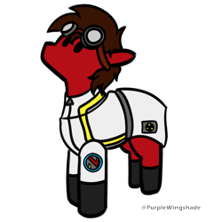 Size: 3000x3000 | Tagged: safe, artist:purple wingshade, oc, oc only, oc:nuclear fission, pony, clothes, cute, goggles, high res, lab coat, male, shoes, simple background, small, solo, stallion, transparent background