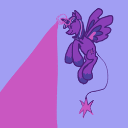 Size: 1280x1280 | Tagged: safe, artist:ponyvillez, twilight sparkle, alicorn, pony, g4, blast, flying, magic, magic blast, simple background, smiling, solo, spread wings, twilight sparkle (alicorn), wings
