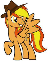 Size: 335x422 | Tagged: safe, artist:noi kincade, oc, oc only, oc:firey ratchet, pegasus, g4, fedora, hat, male, simple background, smiling, solo, transparent background