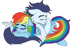 Size: 1116x720 | Tagged: safe, artist:dagnesmoon, artist:dasher666, edit, rainbow dash, soarin', pegasus, pony, g4, female, male, ship:soarindash, shipping, simple background, straight, white background