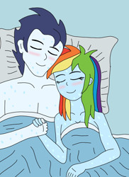 Size: 720x991 | Tagged: safe, artist:dasher666, artist:php71, edit, rainbow dash, soarin', human, equestria girls, g4, aftersex, duo, eyes closed, female, holding hands, male, ship:soarindash, shipping, straight