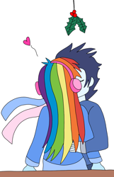 Size: 720x1117 | Tagged: safe, artist:dasher666, artist:php71, edit, rainbow dash, soarin', human, equestria girls, g4, clothes, duo, earmuffs, female, holly, holly mistaken for mistletoe, kiss on the lips, kissing, male, scarf, ship:soarindash, shipping, simple background, straight, white background
