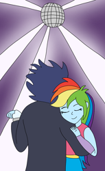 Size: 720x1178 | Tagged: safe, artist:dasher666, artist:php71, edit, rainbow dash, soarin', human, equestria girls, g4, clothes, dancing, disco ball, duo, eyes closed, female, male, ship:soarindash, shipping, slow dancing, straight, suit