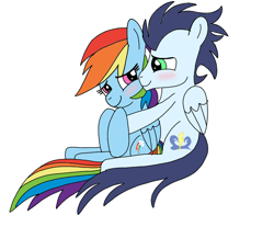 Size: 868x720 | Tagged: safe, artist:dasher666, artist:linormusicbeatpone, edit, rainbow dash, soarin', pegasus, pony, g4, female, male, ship:soarindash, shipping, simple background, straight, white background