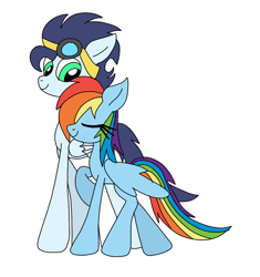 Size: 720x765 | Tagged: safe, artist:dasher666, artist:swirlyquill, edit, rainbow dash, soarin', pegasus, pony, g4, female, male, ship:soarindash, shipping, simple background, straight, white background