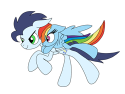 Size: 960x720 | Tagged: safe, artist:dasher666, artist:swirlyquill, edit, rainbow dash, soarin', pegasus, pony, g4, female, male, ship:soarindash, shipping, simple background, straight, white background