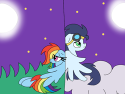 Size: 960x720 | Tagged: safe, artist:dasher666, artist:swirlyquill, edit, rainbow dash, soarin', pegasus, pony, g4, female, male, ship:soarindash, shipping, straight