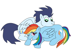 Size: 1014x720 | Tagged: safe, artist:dasher666, artist:davhell, edit, rainbow dash, soarin', pegasus, pony, g4, female, male, ship:soarindash, shipping, simple background, straight, white background