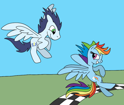 Size: 848x720 | Tagged: safe, artist:dasher666, artist:thunderelemental, edit, rainbow dash, soarin', pegasus, pony, g4, female, male, ship:soarindash, shipping, straight