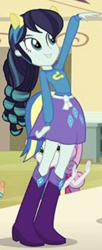 Size: 298x732 | Tagged: safe, edit, edited screencap, screencap, coloratura, sweetie belle, human, equestria girls, g4, my little pony equestria girls, boots, cafeteria, character swap, clothes swap, cropped, helping twilight win the crown, rara, shoes, solo focus, wondercolts uniform