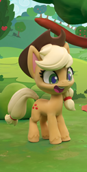 Size: 550x1080 | Tagged: safe, edit, edited screencap, screencap, applejack, earth pony, pony, g4, g4.5, my little pony: stop motion short, cute, smiling, solo