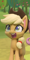 Size: 549x1080 | Tagged: safe, edit, edited screencap, screencap, applejack, earth pony, pony, diy with my little pony - carving contest, g4, g4.5, my little pony: stop motion short, cute, smiling, solo