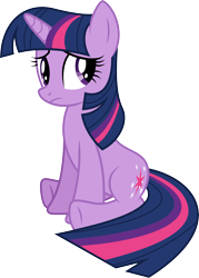 Size: 9443x13159 | Tagged: safe, artist:starryshineviolet, twilight sparkle, pony, unicorn, g4, secret of my excess, absurd resolution, female, looking away, mare, simple background, sitting, solo, transparent background, unicorn twilight, vector, worried