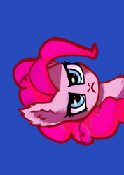 Size: 2480x3508 | Tagged: safe, artist:starlightglimmer7, pinkie pie, earth pony, pony, g4, angry, blue background, female, high res, pinkie pie is not amused, simple background, solo, unamused