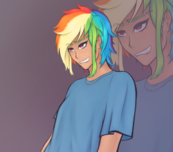 Size: 3400x3000 | Tagged: safe, rainbow dash, human, g4, clothes, female, high res, humanized, jewelry, necklace, shirt, tan skin, zoom layer