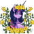 Size: 2048x2048 | Tagged: safe, artist:mesuyoru, twilight sparkle, alicorn, pony, g4, blushing, ear fluff, eyeshadow, female, floral head wreath, flower, flower in hair, high res, horn, makeup, mare, princess of friendship, purple coat, purple eyes, rose, solo, twilight sparkle (alicorn)