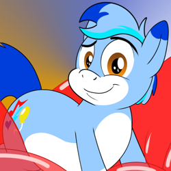 Size: 890x890 | Tagged: safe, artist:rupert, oc, oc only, oc:rupert the blue fox, earth pony, fox, fox pony, hybrid, original species, pony, balloon, balloon fetish, balloon riding, chubby, coat markings, colored background, cropped, cute, fetish, furry, furry oc, icon, lying down, male, ocbetes, on top, pale belly, party balloon, ponified, ponified oc, pose, prone, red balloon, rupertbetes, simple background, smiling, socks (coat markings), solo, squishy, stallion, tail, that pony sure does love balloons, three toned mane, transparent background, two toned tail, white belly