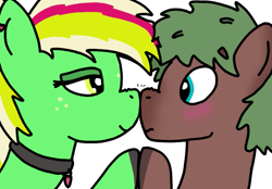 Size: 731x510 | Tagged: safe, artist:cocacola1012, oc, oc:gumdrops, oc:matcha brewstar, earth pony, pegasus, pony, boop, hooves together