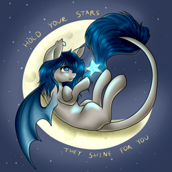 Size: 1872x1872 | Tagged: safe, artist:crazyaniknowit, oc, bat pony, pony, female, mare, moon, solo