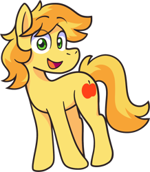 Size: 1232x1415 | Tagged: safe, artist:gonenannurs, braeburn, earth pony, pony, g4, braebetes, cute, male, missing accessory, open mouth, open smile, simple background, smiling, solo, stallion, transparent background