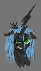 Size: 367x636 | Tagged: safe, artist:notsafeforsanity, queen chrysalis, changeling, changeling queen, g4, angry, bust, portrait, sketch, solo