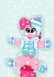 Size: 2480x3508 | Tagged: safe, artist:redfire-pony, pinkie pie, earth pony, pony, g4, clothes, cute, diapinkes, female, hat, high res, jacket, mare, snow, solo, winter, winter outfit