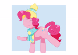 Size: 3508x2480 | Tagged: safe, artist:redfire-pony, pinkie pie, earth pony, pony, g4, clothes, cute, diapinkes, female, hat, high res, mare, scarf, solo, winter outfit