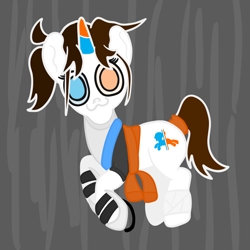 Size: 1280x1280 | Tagged: safe, oc, oc only, pony, unicorn, cute, falling, female, game, happy, mare, ponified, portal, portal (valve), portal 2