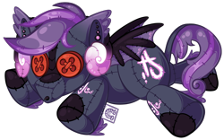 Size: 2422x1509 | Tagged: safe, artist:mychelle, oc, oc only, oc:amaranth, bat pony, pony, plushie, simple background, solo, transparent background