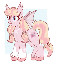 Size: 681x746 | Tagged: safe, artist:lulubell, oc, oc only, bat pony, pony, adoptable, female, solo, watermark