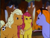 Size: 800x600 | Tagged: safe, screencap, ace, bon bon (g1), teddy, earth pony, pony, g1, my little pony tales, angry, bag, faic, female, lidded eyes, looking at each other, looking at someone, male, outdoors, satchel, tree, trio