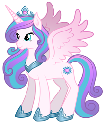 Size: 2055x2379 | Tagged: safe, artist:rose-beuty, princess flurry heart, alicorn, pony, g4, concave belly, crown, female, high res, hoof shoes, jewelry, mare, older, older flurry heart, peytral, princess shoes, regalia, simple background, slender, solo, thin, transparent background
