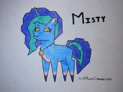 Size: 3356x2516 | Tagged: safe, artist:alejandrogmj, artist:wasisi, misty brightdawn, pony, unicorn, g5, amulet, high res, jewelry, looking at you, pointy ponies, solo, traditional art