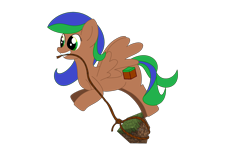 Size: 3000x2000 | Tagged: safe, artist:iamaveryrealperson, oc, oc only, pegasus, pony, g4, flying, gritted teeth, high res, minecraft, mouth hold, ms paint, ponified, rope, simple background, smiling, solo, spread wings, teeth, transparent background, wings