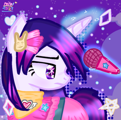 Size: 660x654 | Tagged: source needed, safe, artist:milochanz!, pony, unicorn, ai hoshino, anime, microphone, not twilight sparkle, oshi no ko, ponified, solo