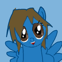 Size: 457x457 | Tagged: safe, artist:wolvesstar97, oc, oc:sky star, pegasus, blue background, looking at you, pegasus oc, simple background, smiling, smiling at you, solo