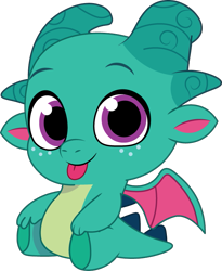Size: 665x810 | Tagged: safe, artist:prixy05, sparky sparkeroni, dragon, g5, my little pony: tell your tale, :p, baby, baby dragon, male, simple background, sitting, solo, tongue out, transparent background, vector