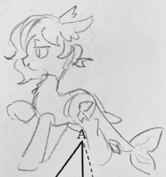 Size: 1248x1335 | Tagged: safe, artist:metaruscarlet, oc, oc only, oc:beach crystal, merpony, original species, pony, clothes, doodle, fish tail, solo, tail, traditional art