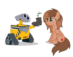 Size: 4600x3600 | Tagged: safe, artist:realgamerkitten, oc, oc only, oc:kathrine, pegasus, pony, robot, boot, female, mare, plant, simple background, solo, transparent background, wall-e