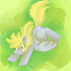 Size: 1700x1700 | Tagged: safe, artist:yellowcoatrobot, derpy hooves, pegasus, pony, g4, falling, female, mare, smiling, solo