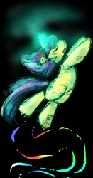 Size: 1634x3110 | Tagged: safe, artist:yellowcoatrobot, oc, oc only, oc:shimmer spark, pony, unicorn, black background, eyes closed, floating, high res, magic, open mouth, simple background, solo