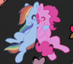 Size: 515x454 | Tagged: safe, artist:soxoncats, pinkie pie, rainbow dash, earth pony, pegasus, pony, g4, doodle, duo, hug, missing cutie mark, no cutie marks because im lazy