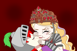 Size: 1784x1177 | Tagged: safe, artist:spike17, spike, human, equestria girls, g4, apple white, crossover, crossover shipping, crying, duo, ever after high, female, human spike, humanized, kissing, male, ship:spikewhite, shipping, snow white, spike x ever after high, straight, tears of pain