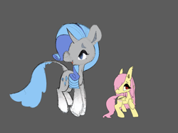 Size: 2160x1620 | Tagged: safe, artist:soxoncats, fluttershy, rarity, bat pony, pegasus, pony, unicorn, g4, bat ponified, flutterbat, gray background, race swap, redesign, simple background