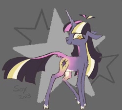 Size: 902x810 | Tagged: safe, artist:soxoncats, twilight sparkle, pony, unicorn, g4, cloven hooves, redesign, solo, thin legs, turned head, unicorn twilight