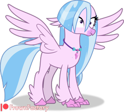 Size: 2144x1931 | Tagged: safe, artist:frownfactory, silverstream, hippogriff, g4, season 9, female, jewelry, necklace, simple background, spread wings, transparent background, vector, wet, wet mane, wings