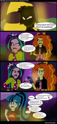 Size: 683x1488 | Tagged: safe, artist:jenna56, adagio dazzle, aria blaze, sonata dusk, human, comic:equestria world (jenna56), equestria girls, g4, 4 panel comic, comic, female, the dazzlings