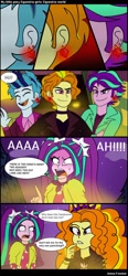 Size: 656x1412 | Tagged: safe, artist:jenna56, adagio dazzle, aria blaze, sonata dusk, comic:equestria world (jenna56), equestria girls, g4, 4 panel comic, allegro amoroso, comic, equestria guys, female, male, ouvertis grandioso, rule 63, scherzo lesto, the blindings, the dazzlings, trio, trio male